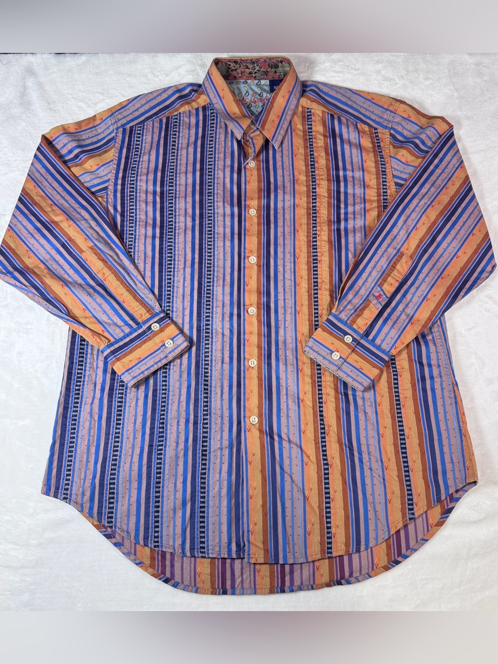 Robert Graham Men’s M Multicolor Striped Button Up Shirt Paisley Long Sleeve